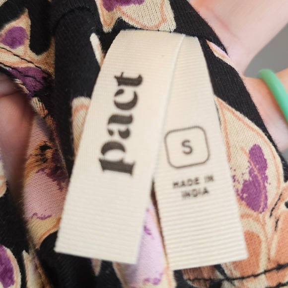 Pact Organic Cotton Black Floral Crossback Maxi Dress Small Sustainable - Picture 10 of 11